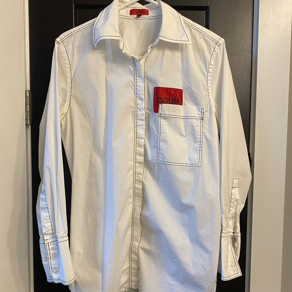 Huge Boss Button Up White Blouse